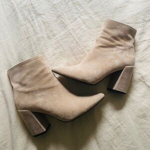 Beige Ankle Chunky Heels